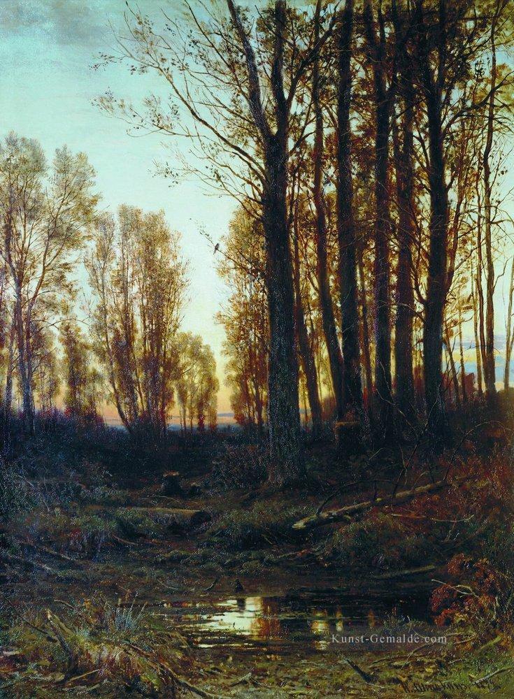 Dämmerung nach Sonnenuntergang 1874 klassische Landschaft Ivan Ivanovich Bäume Ölgemälde